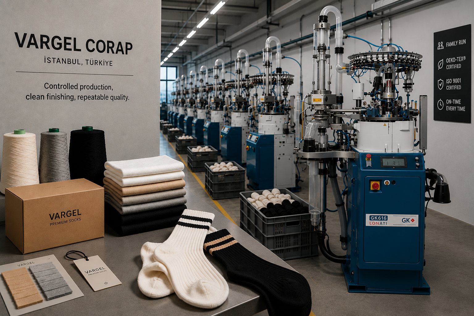 Vargel sock factory knitting machines in Istanbul